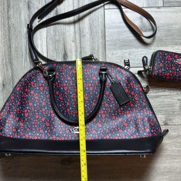 Coach Floral Sierra Ranch Satchel Crossbody & Matching Double Zip Card Case - Picture 12 of 16